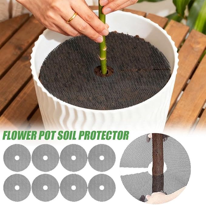 10Pcs Flower Pot Soil Guard, 11.8 Inch Plant Pot Protector from Cats, Cuttable Flowerpot Soilcover Protectors, for Gardening Flower from Animals Keep Cats Squirrels Out of Pots (s1)
