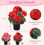 TURNMEON 2 Pack Artificial Geranium Fake Flowers for Outdoors Spring Summer Decor, Silk Geraniums Flowers UV Resistant Faux Flower Potted Plants for Gardens Farmhouse Indoor Home Table Decor (Mixed)