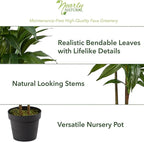Nearly Natural 48in Artificial Dracaena with Real Touch Leaves and Multi Tonal Trunks, Large Indoor Silk Plant with Pot, Maintenance Free for Indoor Living Room and Home Office Decor