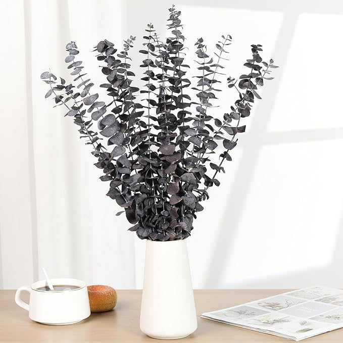 Tavkite 16 Pcs Dried Eucalyptus Stems, 17'' Natural Fresh Eucalyptus Leaves Branches Hanging for Shower, Preserved Real Purple Plant Live for Home SPA Wall Bathroom Wedding Party Vase Decor