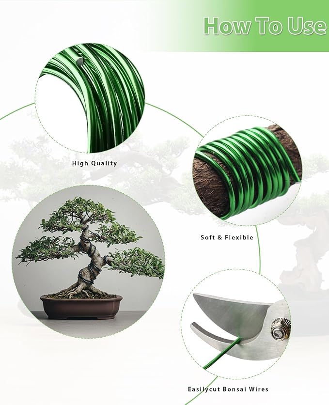 MOSFiATA Bonsai Wire Kit 8Pcs, 7 Roll Aluminum Bonsai Training Wire Coils with Cutter Set -1/1.5/2.0/3.0mm Multiple Sizes Bonsai Accessories for Bonsai Trees Branch Control Plant Shaping