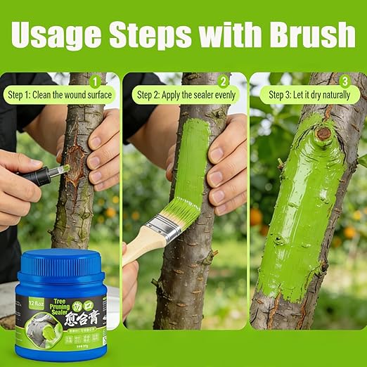 350g/800g Tree Wound Sealer & Pruning Sealer, Bonsai Cut Paste with Brush for Cut, Damaged Bark, Grafting, Ready to Use Seal for Shrub, Bonsai, Roses, Orchard, Horticulture Grade (350g/12fl.oz)