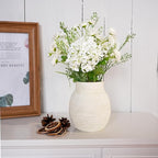 Jahe Hydrangea Artificial Flowers Mixed Potted Plant, Faux Hydrangea Flowers Fenterpieces for Tables, Fake Daisy Mixed Bouquet with Pot, Living Room Bedroom Bathroom Balcony, White