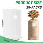 GREANER 6 Mil Mushroom Grow Bags, 8"x5"x20" Large Thick Mushroom Spawn Bags with Breathable 0.2 Micron Filter Patch for Substrates and Grains(25 Packs)