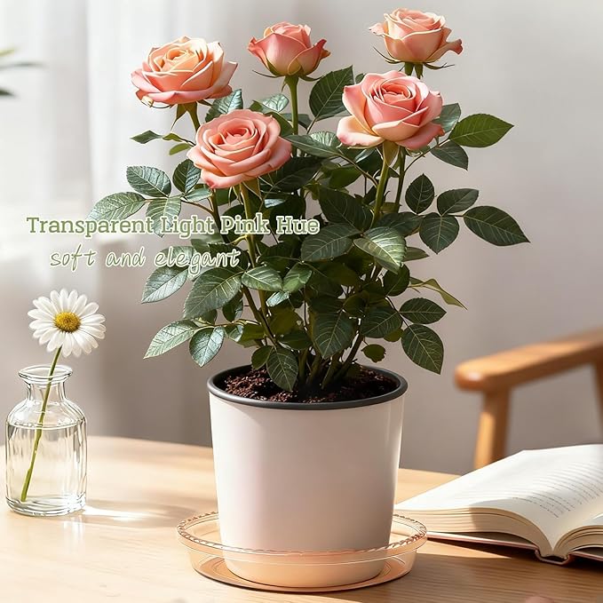 SupKing 6 Pack Plant Saucers (6inch /8inch /10inch) Multiple Color Plant Trays for Indoor Outdoor Plastic Flowerpot Saucers Thicker Plant Water Catcher Drip Trays for pots -Green/Yellow/Pale Pink