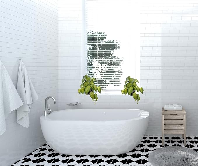 AlphaAcc Faux Plant Decor Potted Artificial Small Greenery Ivy Leaves Plants with Black and White Geometry Patterns Cement Pot for Office Desk Home Kitchen Decoration (Ivy Leaf)
