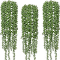 6pcs Artificial Fake String of Pearls Plant Faux Fake Hanging Succulents Plants (6, Green)