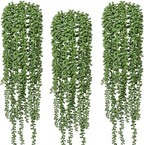 6pcs Artificial Fake String of Pearls Plant Faux Fake Hanging Succulents Plants (6, Green)