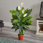 Nearly Natural 42in Artificial Peace Lily Spathiphyllum, Real Touch Silk Plant Faux Greenery for Indoor Home Decor