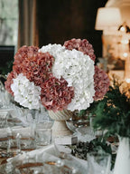 ZYTUYO 5 Pcs Orange Coffee Silk Hydrangeas Artificial Flower Boho Dried Touch 20'' Faux Hydrangeas for Indoor Home Decor Kitchen Living Room Outdoor Porch Wedding Flower Arrangement