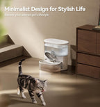 Wireless Cat Water Fountain No Filters, Wastewater Separation, FEELNEEDY Stainless Steel Bowl, 3.5L Pet Water Fountain for Cats & Dogs Dispenser, White