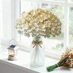65Pcs Champagne Hydrangea Artificial Flowers Bulk,Realistic Silk Fake Flowers with Stems,Faux Hydrangea Flowers for Wedding Home Decor Centerpieces Living Room Garden Party Baby Shower Decor