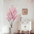 Faux Pink Cherry Blossom Tree 6.5ft(78in) Tall Artificial Plant Indoor Decor Handmade Natural Fake Sakura Tree for Wedding Realistic Silk Cherry Floral in Pot for Home Living Room,Office,Outdoor Decor