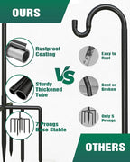 Breeze Touch 1Pack 92 Inch Adjustable Shepherd Hooks for Outdoor Outside, Heavy Duty with 7 Prongs Base, for Hanging Lantern, Hummingbird Feeder, Lightweight Plant, Wind Chime, Bird Feeder Hanger