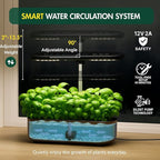 Hydroponics Growing System Kit, Indoor Herb Garden, 14 Pods Upgraded LCD Display, LED Grow Light Quiet Smart Water Pump Automatic Timer, Hydroponic Planter for Home Kitchen Office (Black)