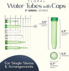Royal Imports Floral Water Tubes with Caps – 3" Green Plastic Flower Vials for Single Stem Roses, Buds, Bouquets – Standard Style, 1/2" Opening – 100 Pack