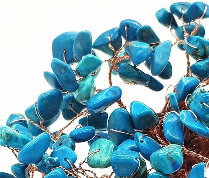 Colorsheng 7 Inch Quartz Crystal Money Tree Bonsai Feng Shui Gem Decoration for Wealth and Luck (Blue)