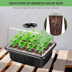 YAUNGEL Seed Starting Trays, 10 Pack 120 Cells Thicken Seed Starter Tray Kit with Humidity Dome/Heightened Lids Durable Growing Trays for Greenhouse & Gardens, Black