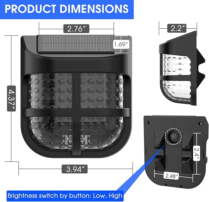 Energetic Solar Powered Garden Lights with Dusk to Dawn Sensors, Magnetic Solar Lights Outdoor, Waterproof, 3000K Warm White, LED Fence Lighting for Planter Raised Beds, FCC, Black, 3 Pack