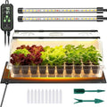 Adawook Large Seed Starter Tray with Grow Light and Thermostat Controller Heat Mat, 10"x 20.75" Heat Mats for Plant Growing，68-113°F Adjustable，Color Change Grow Lights，Germination Trays Kits