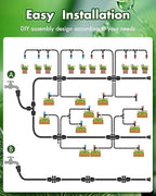 240FT Drip Irrigation System Kits - Automatic Garden Watering Sprinkler with 1/2 & 1/4 inch Tubing Hose Patio Misting Plant Irrigation Water Equipment Quick Connector for Greenhouse Flower Beds Lawn