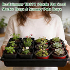 RooTrimmer 10 Pack Seed Starter Trays - Heavy Duty Plastic Flats, Fits 54 Cell Plug Tray, Seedling Tray for Carrying and Holding Plant Nursery Pot,Seed Germination & Plant Propagation (TD377)