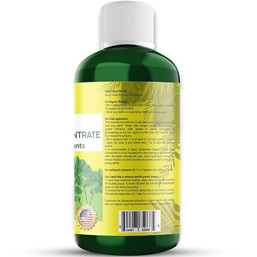 GARDENWISE Organic Premium Seaweed Fertilizer - Liquid Kelp Plant Food for Aroid Houseplants: Monstera, Philodendron, Pothos, ZZ Plant, Dieffenbachia, Alocasia, Caladium (16 OZ)