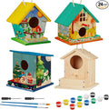 Liliful 24 Pack Birdhouse Crafts for Kids, Wooden Creative DIY Bird House Kits Arts and Crafts Set for Kids and Adults, Spring Birthday Gifts for Toddlers Ages (Seasonal Style)