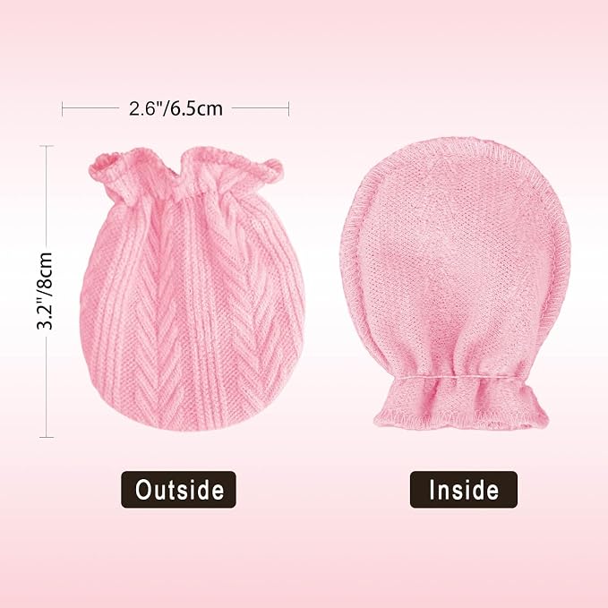 BQUBO Baby Turban Hats and Mittens Set Newborn Infant Hospital Hats Caps with Bows for Baby Boys Girls 0-12 Months