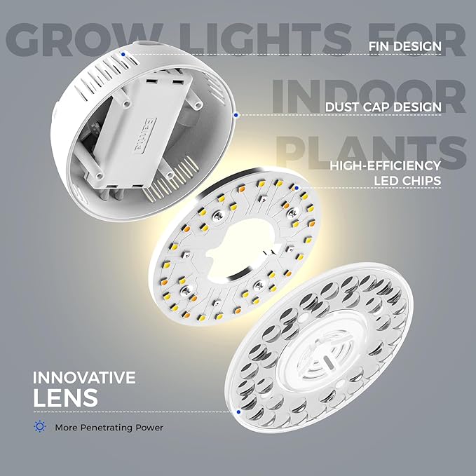 Barrina Orbgrow OG09 Puck Grow Light with Timer, 660nm Red LEDs 18W(2 x 9W, 270 Watt Equiv), Full Spectrum Plant Light for Indoor Plant, Magnetic & Linkable, 5 Levels Dimmable for Plant Shelf, 2 Packs
