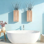 Wooden Wall Planter Vase, 2 Pack Natural Wood Hanging Vases with Fake Eucalyptus for Indoor Modern Boho Farmhouse Wall Art Decor for Home Indoor Kitchen Modern Farmhouse Bathroom