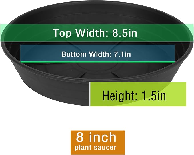 LWALRS 4 Packs 8 Inches Plant Saucer Drip Trays, Round Plastic Plant Pot Saucers Flower Pot Tray for Indoor Outdoor