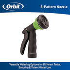 Orbit 26380 Coil Garden Hose, 25 Feet, with 8-Pattern Hose Nozzle (Green)