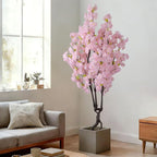 Artificial Pink Cherry Blossom Tree,7ft(84in) Faux Japanese Sakura Indoor Decoration,Natural Fake Cherry Floral Tree Outdoor Decor,Realistic Silk Pink Flowers for Living Room,Office,Wedding Party