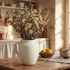 Potchen Rustic Kitchen Utensil Holder with Handle,7.48" H Ceramic Vintage Utensil Crock for Countertop, Farmhouse Kitchen Decoration Ceramic Pot for Spatulas Spoons Tongs(Novelty,Antique Cream)