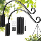 Lifyzoon Heavy Duty Plant Hanger Bracket: 2 Packs 16 Inch Metal Hanging Plant Bracket, 80lbs Weight Capacity - Hanging Plant Wall Hooks for Bird Feeder, Wind Chimes, Flower Baskets, Indoor Outdoor