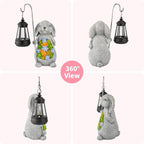 Solar Rabbit Garden Statue with Lantern – Waterproof Resin Outdoor Decor for Yard, Lawn, Patio, Garden – Gift for Easter, Christmas, Housewarming – Solar Garden Decor