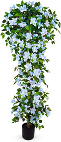 Artificial Bougainvillea Tree -6FT Faux Bougainvillea Tree with Realistic Flowers, Tall Fake Flower Tree for Indoor or Outdoor Decor, Silk Floral Plant for Living Room, Porch, Garden (Blue/White)