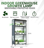Indoor Orchid Greenhouse with Grow Lights, 4-Tier Plant Stand with 3 Full Spectrum T8 Grow Lights, Timer, Thermometer, Ventilation & Wheels, Smoked PVC Cover for Orchid Care and Indoor Gardening