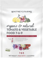 Whitney Farms Organic & Natural Tomato & Vegetable Food 7-6-9 - Fertilizer for Vegetable Gardens, In-Ground or Container Gardens, 4 lb.
