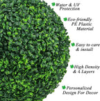 Sunnyglade 2 PCS 13 inch 4 Layers Artificial Plant Topiary Ball Faux Boxwood Decorative Balls for Backyard, Balcony,Garden, Wedding and Home Décor (13 inch)