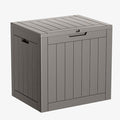 PatioZen 31 Gallon Resin Deck Box, Lockable Patio Outdoor Storage Box for Furniture, Garden Tools and Tools Storage, Waterproof Outside Storage Boxes - Grey