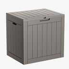 PatioZen 31 Gallon Resin Deck Box, Lockable Patio Outdoor Storage Box for Furniture, Garden Tools and Tools Storage, Waterproof Outside Storage Boxes - Grey