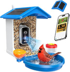 Smart Bird Feeder with Camera 2.5K QHD, AI Identify 16000+ Birds, Auto-Capture & Motion Detection, IP65 Waterproof, 5W Solar Panel, 140° Field of View, Bird Watching Gift