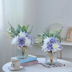 Faux Flowers with Vase,Artificial Silk Flowers in Vase, Fake Plant Eucalyptus and Willow,Flower Arrangement for Home Farmhouse kitchen Dining Table Centerpiece Decorations Table Decor (Dusty Purple)