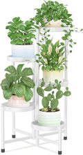 iDavosic.ly Plant Stand Indoor Outdoor, 5 Tier Corner Metal Flower Display Holder Shelf, Folding Tall Orchid Rack for Patio Balcony Porch Garden Living Room House, White
