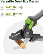 Pruning Shears for Gardening,8.5" SK5 Garden Shears Cuts 10000+ Times Staying Sharp, Garden Scissors with One-handed Unlocking&Adjustable Handle, Garden Clippers Gardening Tools for Men Women