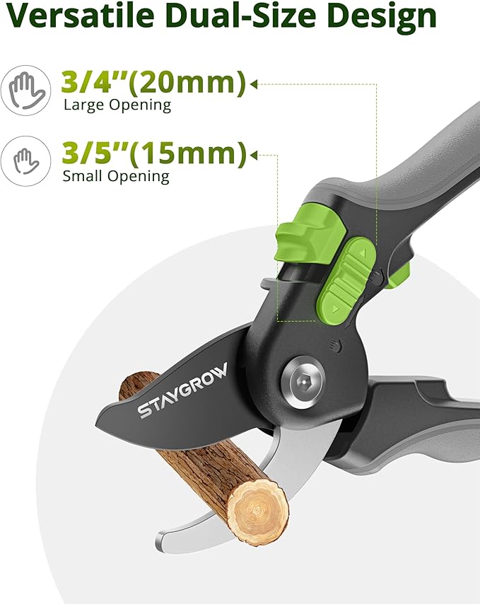 Pruning Shears for Gardening,8.5" SK5 Garden Shears Cuts 10000+ Times Staying Sharp, Garden Scissors with One-handed Unlocking&Adjustable Handle, Garden Clippers Gardening Tools for Men Women