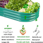 Rakukiri Raised Garden Bed GRS Certified Galvanized Planter Box Outdoor, 8ft Oval Rot-Resistant Metal Garden Bed Planter, Recycled Material Planter for Vegetables Flowers Herbs (Green)