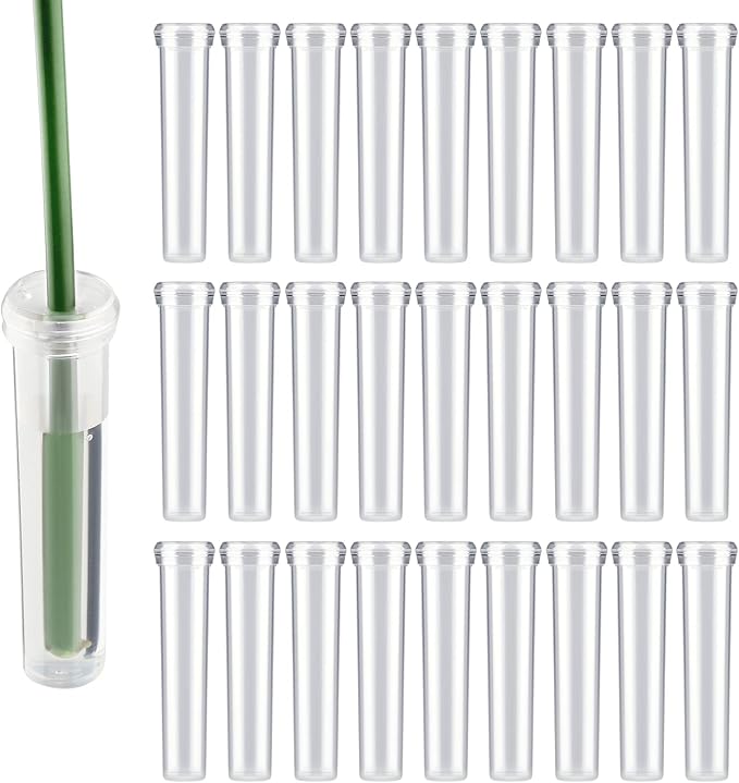 AIEX 48pcs Reusable Plastic Flower Water Tubes with Cap, 2.8" Floral Water Tubes for Single Stem Roses, Buds, Bouquets,Plants, 0.7" Opening (Transparent)